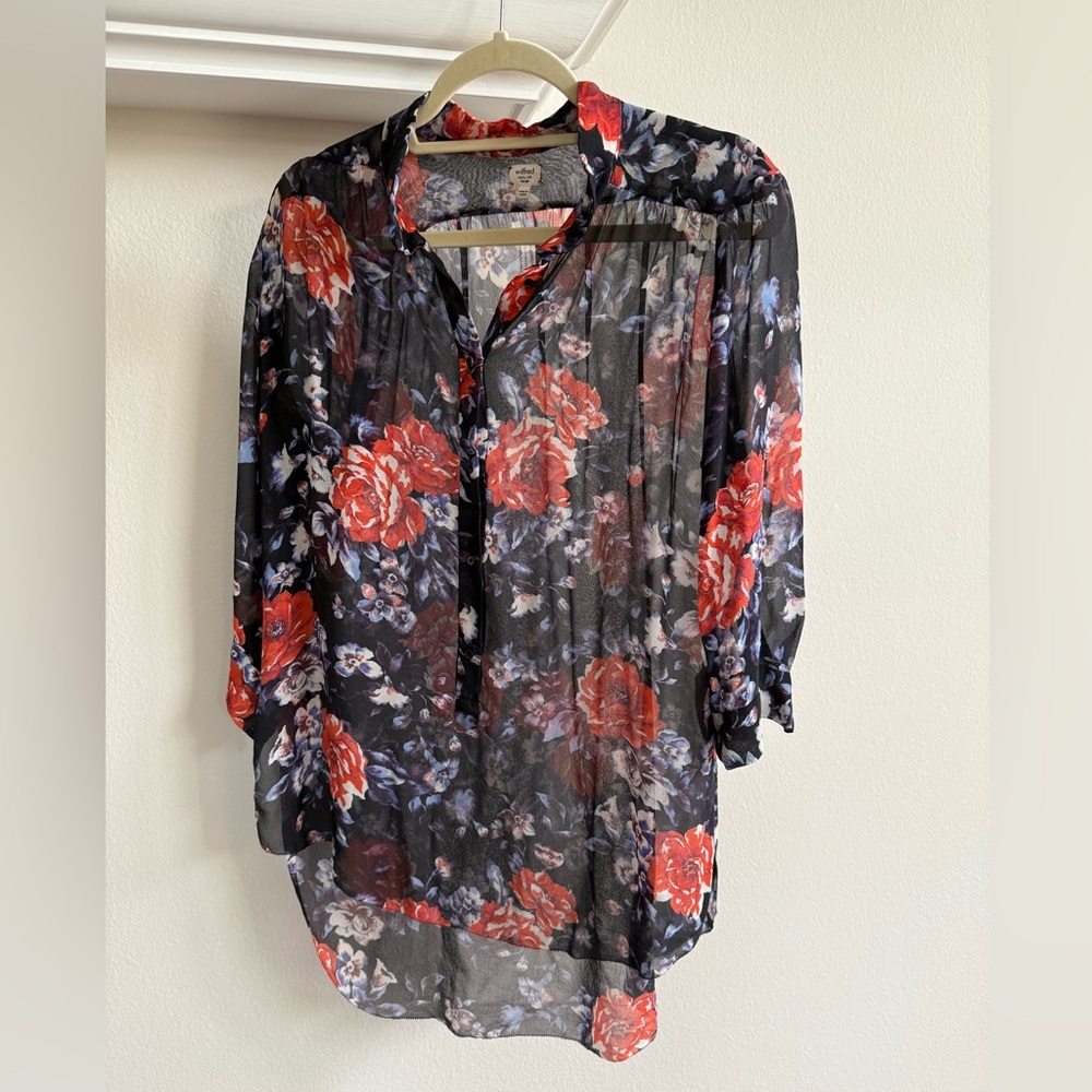 Wilfred Sheer Floral Blouse - 100% silk